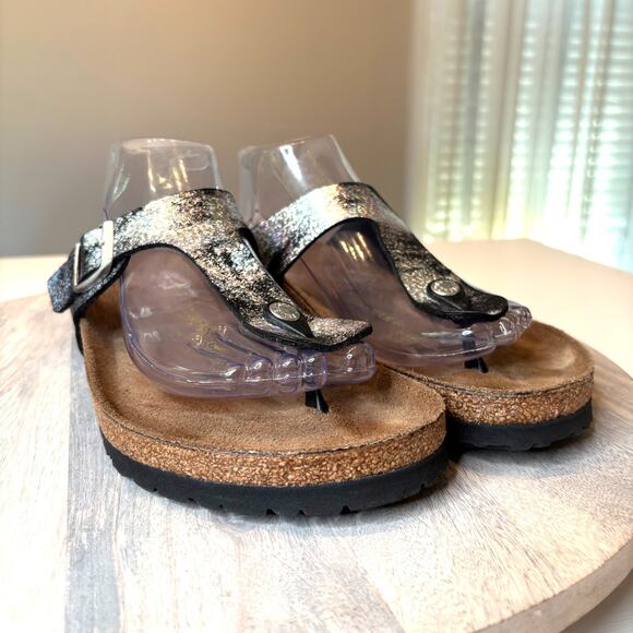 Birkenstock Birks Gizeh Black Birko-Flor Thong Sandals Shoes US Size 10 - Picture 4 of 12